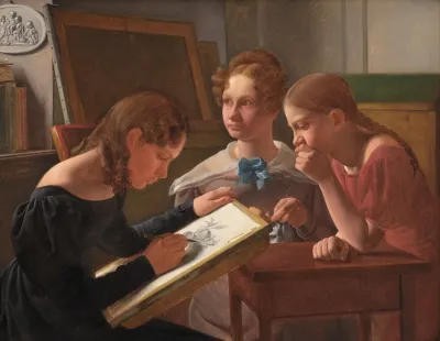 Three Young Girls The Artists Sisters Alvilde Ida And Henriette