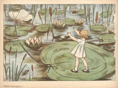 Thumbelina Sailing On A Water Lily Leaf