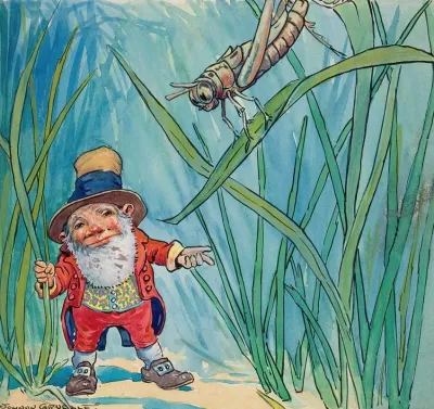 Thumbkins Ran Beneath The Bushes And Down The Tiny Path Until He Came To Where Tommy Grasshopper Sat Upon A Blade Of Grass Swinging In The Breeze