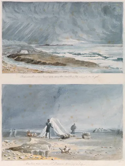 Thunderstorm At Point Ogle Near The Mouth Of The Thlewechodyeth And Western View Near Mount Barrow During A Fog
