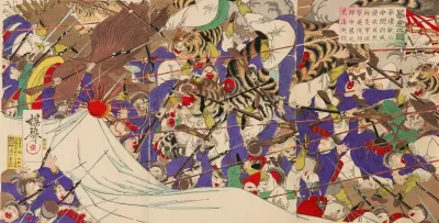 Tigers Attacking Chinese Soldiers During The Battle Of Pyeongyang
