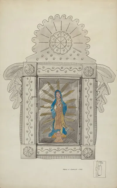 Tin Nicho Containing Guadalupe Bulto