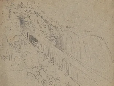 Tipple On Mountain Side Extending From Mine Opening On Upper Left To Bottom Right