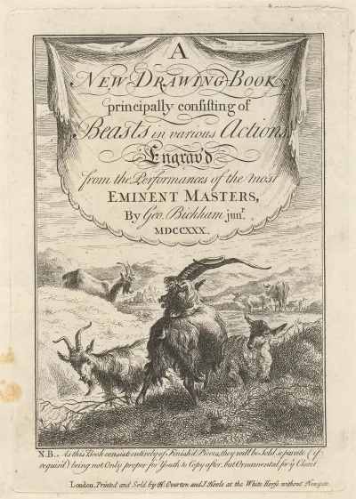Title Page For A New Drawing Book Principally Consisting Of Beasts In Various Actions