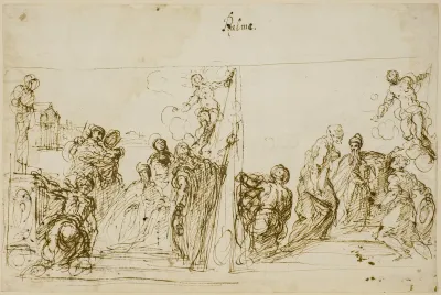 To Kompositionsskitser Til Votivmaleriet Af Doge Pasquale Cicogna Sala Del Pregadi Dogepaladset Venedig