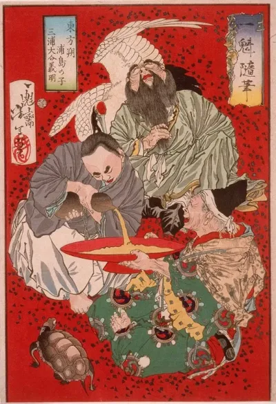 Tobosaku Miura Yoshiaki The Tax Collector And Urashima Taro Drinking Wine