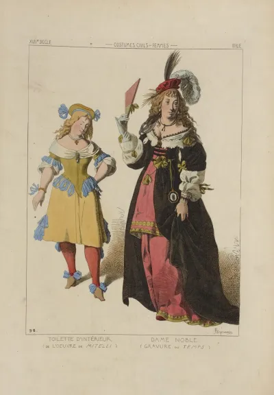 Toilette Dinterieur De Loeuvre De Mitelli Dame Noble Gravure Du Temps Xviie Siecle Costumes Civils Femmes Italie
