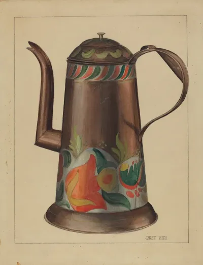 Toleware Coffee Pot 9