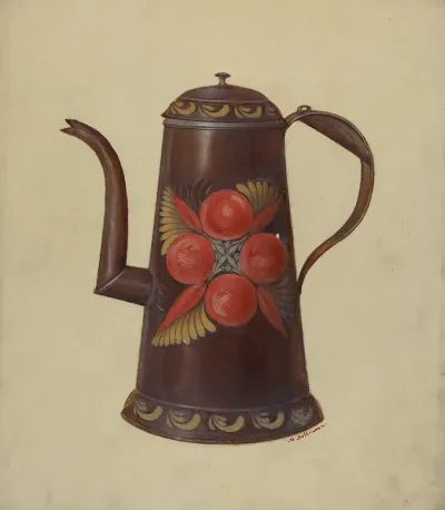 Toleware Tin Coffee Pot 4