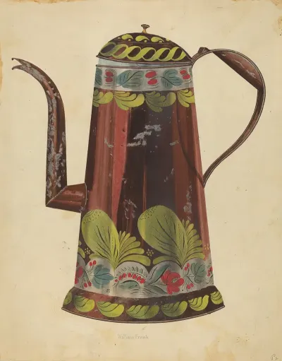 Toleware Tin Coffee Pot 5
