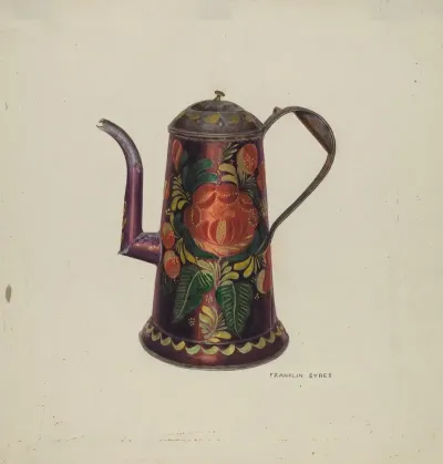 Toleware Tin Teapot 3