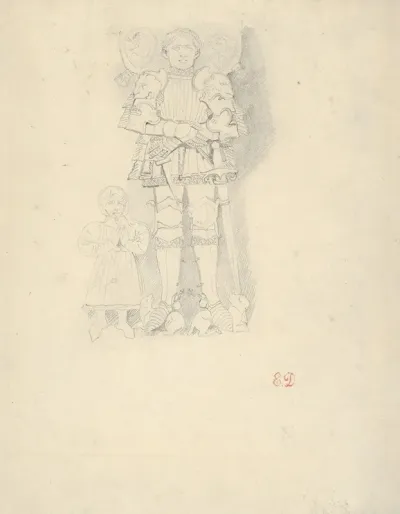 Tomb Effigies A Man In A Suit Of Armor Beside A Child