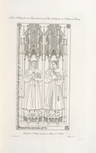 Tombe Dalexandre De Berneval Et De Son Eleve Architectes De St Ouen De Rouen Chapelle De Ste Agnes A Gauche Du Choeur De St Ouen