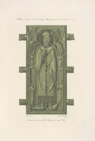 Tombeau En Bronze Devrard Eveque Damiens Elu En 1212 Et Decede En 1223