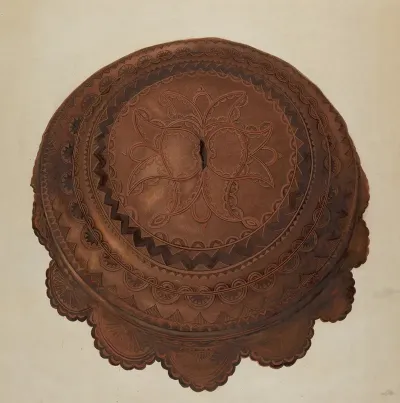 Tooled Leather Cover For Baptismal Font