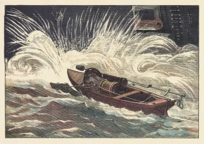 Torpedo Boat Attacking A Large War Vessel