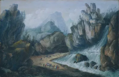 Torrent And Waterfall In The Alps