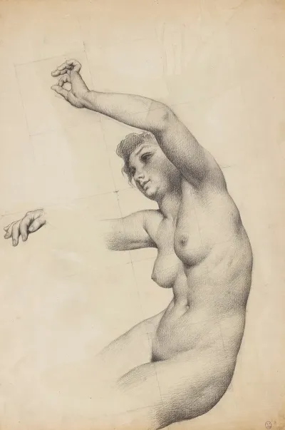 Torse De Femme Nue Le Bras Gauche Leve
