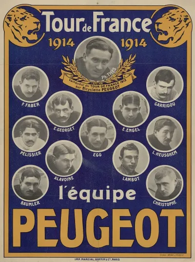 Tour De France 1914 Lequipe Peugeot