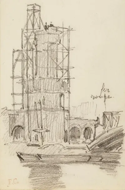 Tour En Construction Au Bord Dun Fleuve
