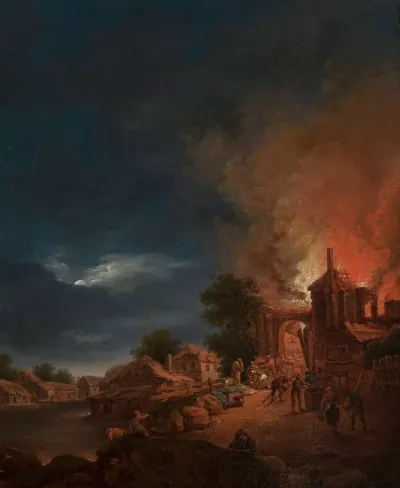 Town On Fire In Summer