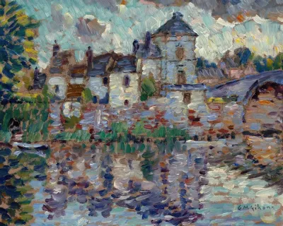 Town Overlooking A Lake