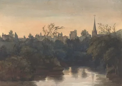 Town Scene On River
