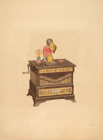 Toy Bank Monkey And Hurdy Gurdy