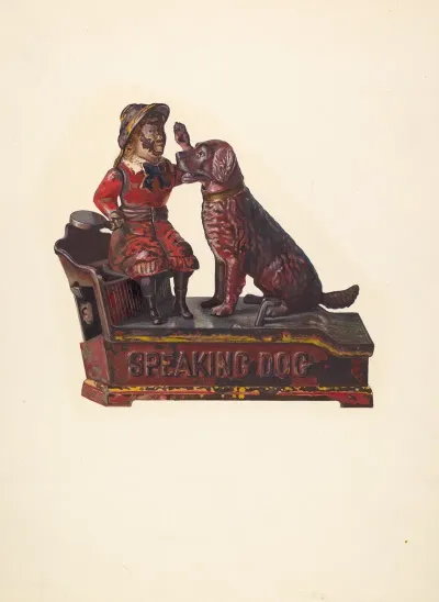 Toy Bank Speaking Dog And Figure