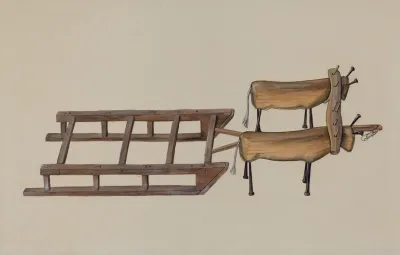Toy Sledge And Oxen
