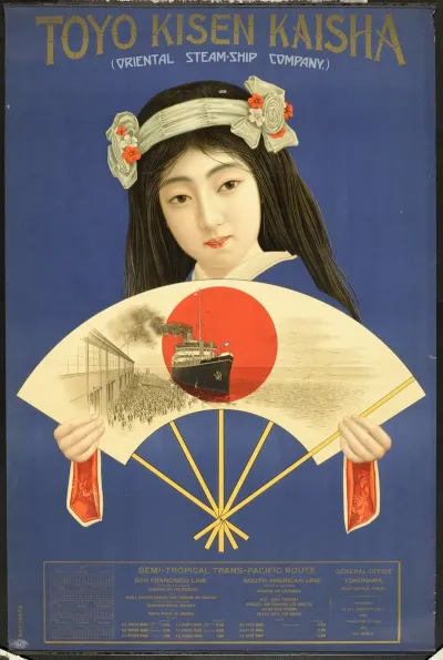 Toyo Kisen Kaisha Oriental Steam Ship Company Woman With A Fan