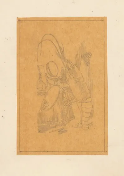 Tracing Of The Lobster Primping Before A Mirror