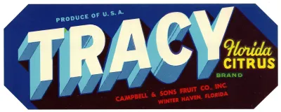 Tracy Brand Florida Citrus Label