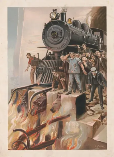Train Halted By Fire With Crowd Watching