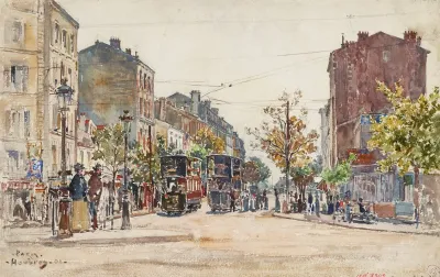 Tramways A Imperiale Dans Une Avenue De Paris En 1901