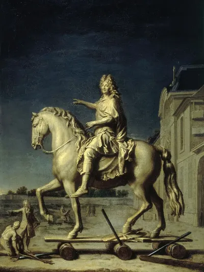 Transport Sur La Place Louis Le Grand Actuelle Place Vendome De La Statue De Louis Xiv De Girardon Le 16 Juillet 1699
