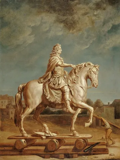 Transport Sur La Place Louis Le Grand Actuelle Place Vendome De La Statue De Louis Xiv De Girardon
