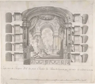 Transverse Section Of The Small Theater At The Palace Of Caserta With A View Of A Stage Design