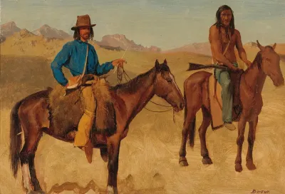 Trapper And Indian Guide On Horseback 2
