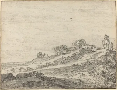 Travellers Along The Crest Of A Hill