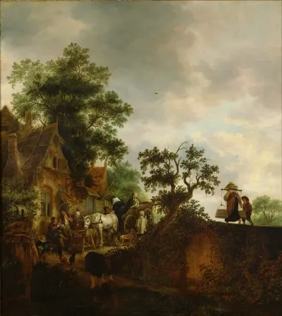 Travellers Halting At An Inn