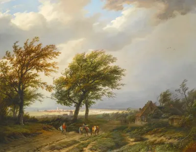 Travellers In A Windswept Landscape