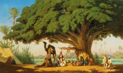 Travelling Artists Sketching An Arab Encampment Cairo