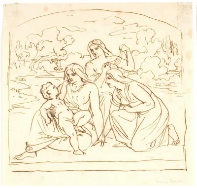 Tre Kvinder Med Et Barn Moses Findes Af Faraos Datter