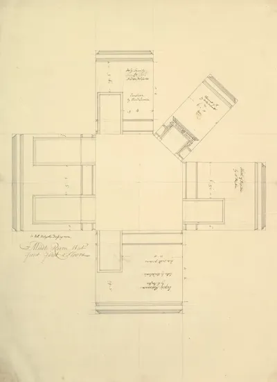 Treasury House 10 Downing Street London Plan Of Sir Robert Walpoles Dressing Room Middle Room West Front First Floor