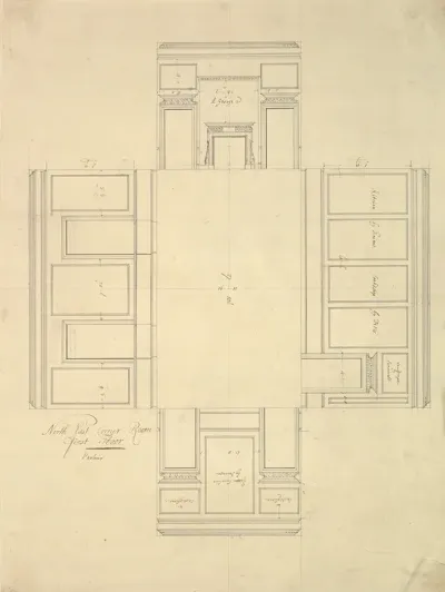 Treasury House 10 Downing Street London Plan Of The First Floor Parlor Northeast Corner Room