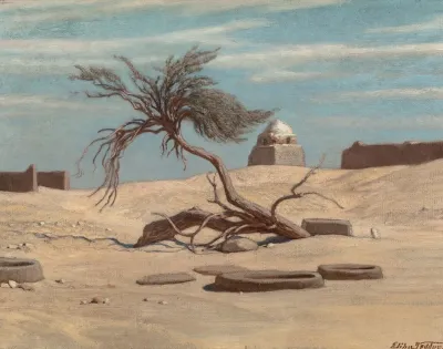 Tree And Graves On The Way To Tel El Armano Egypt
