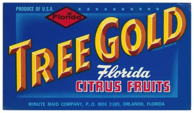 Tree Gold Florida Citrus Fruit Label