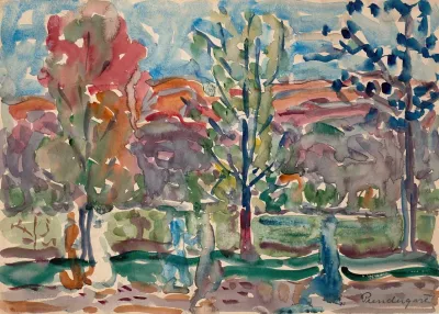 Trees Against Mountain