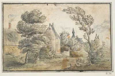 Trees And Houses With Castle In Distance